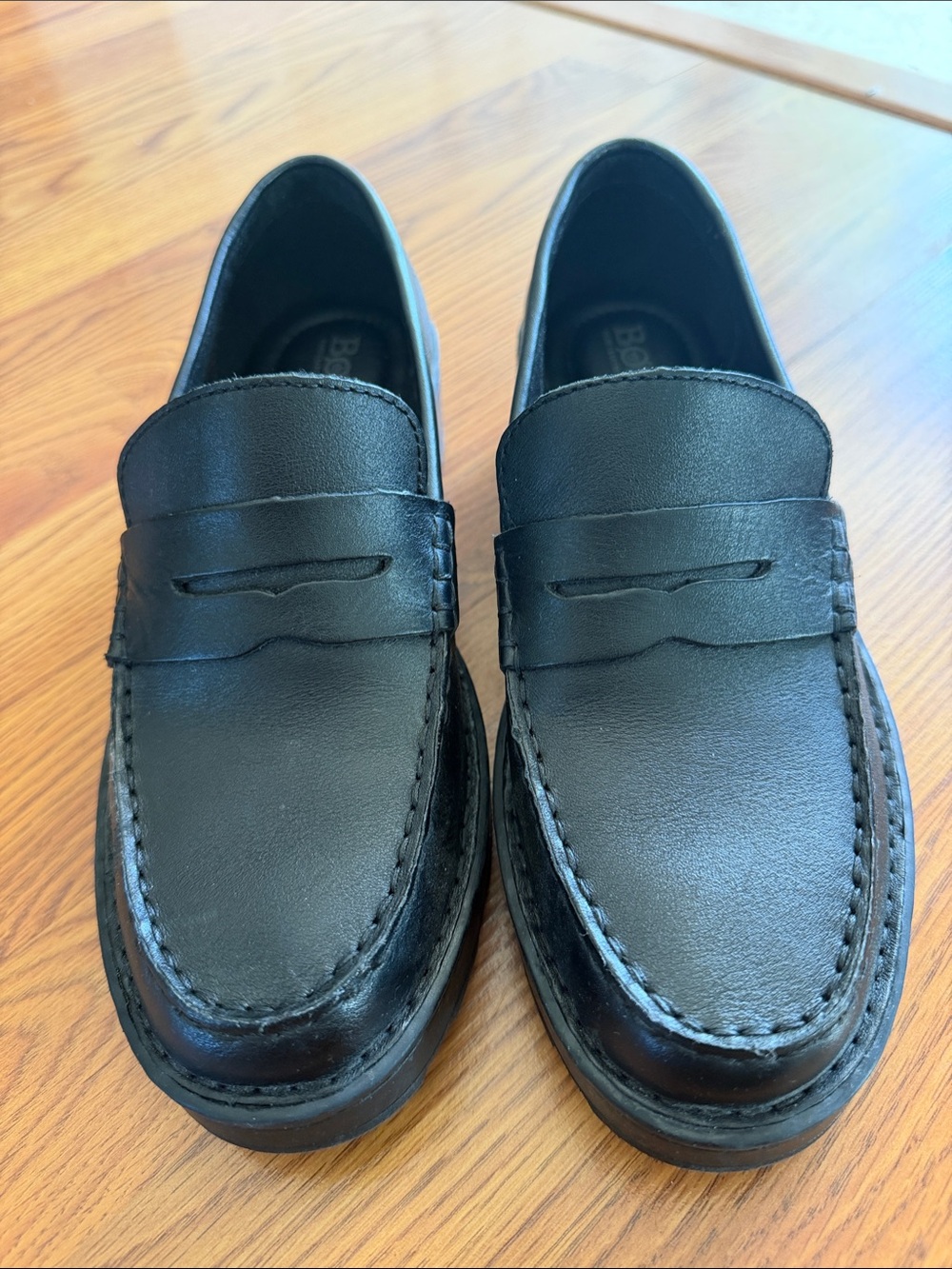 Born Black Leather Penny Loafers